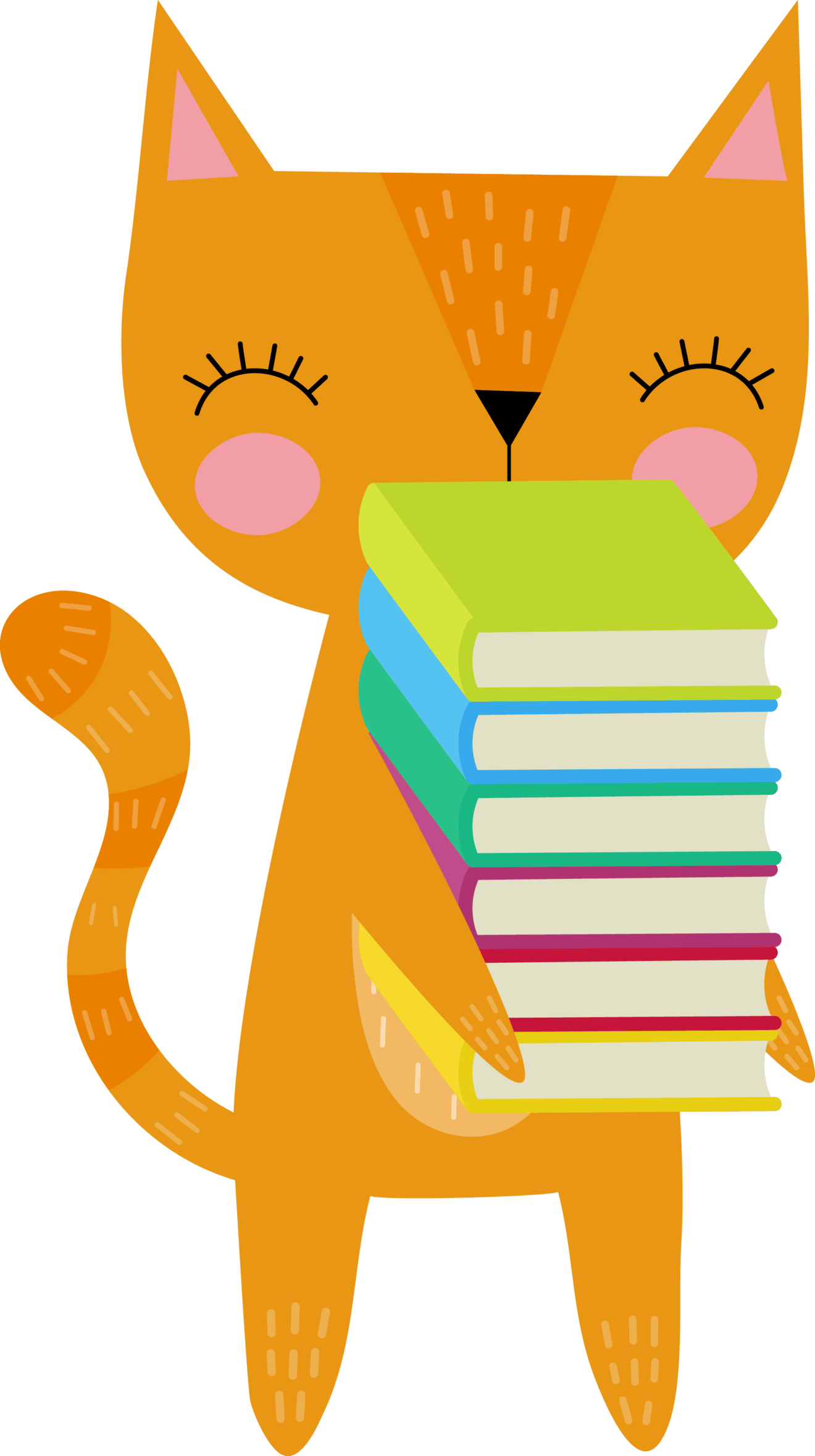 5 cat carrying books
